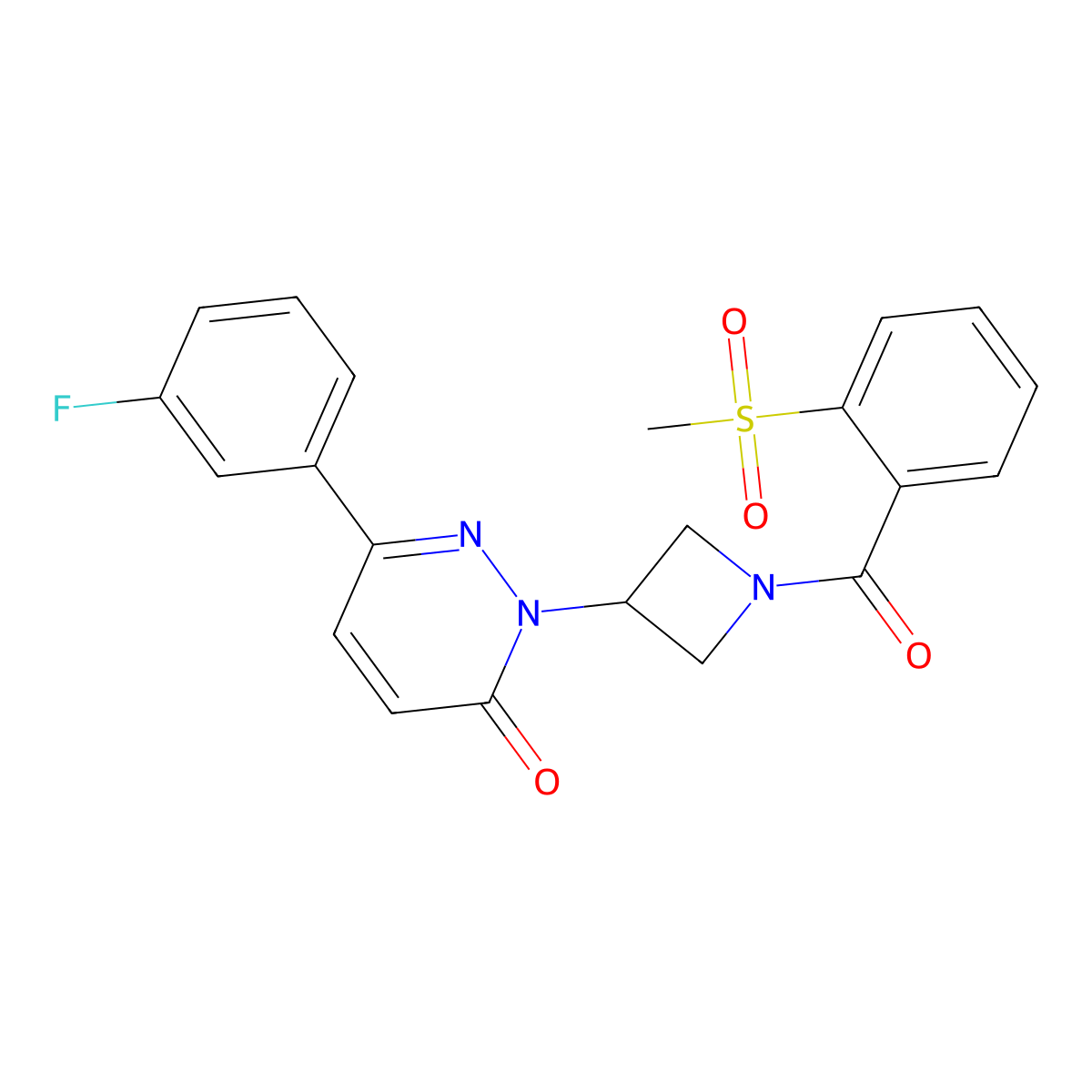 6-(3-Fluorophenyl)-2-[1-(2-methanesulfonylbenzoyl)azetidin-3-yl]-2,3-dihydropyridazin-3-one molecular structure, CAS 2380187-34-6