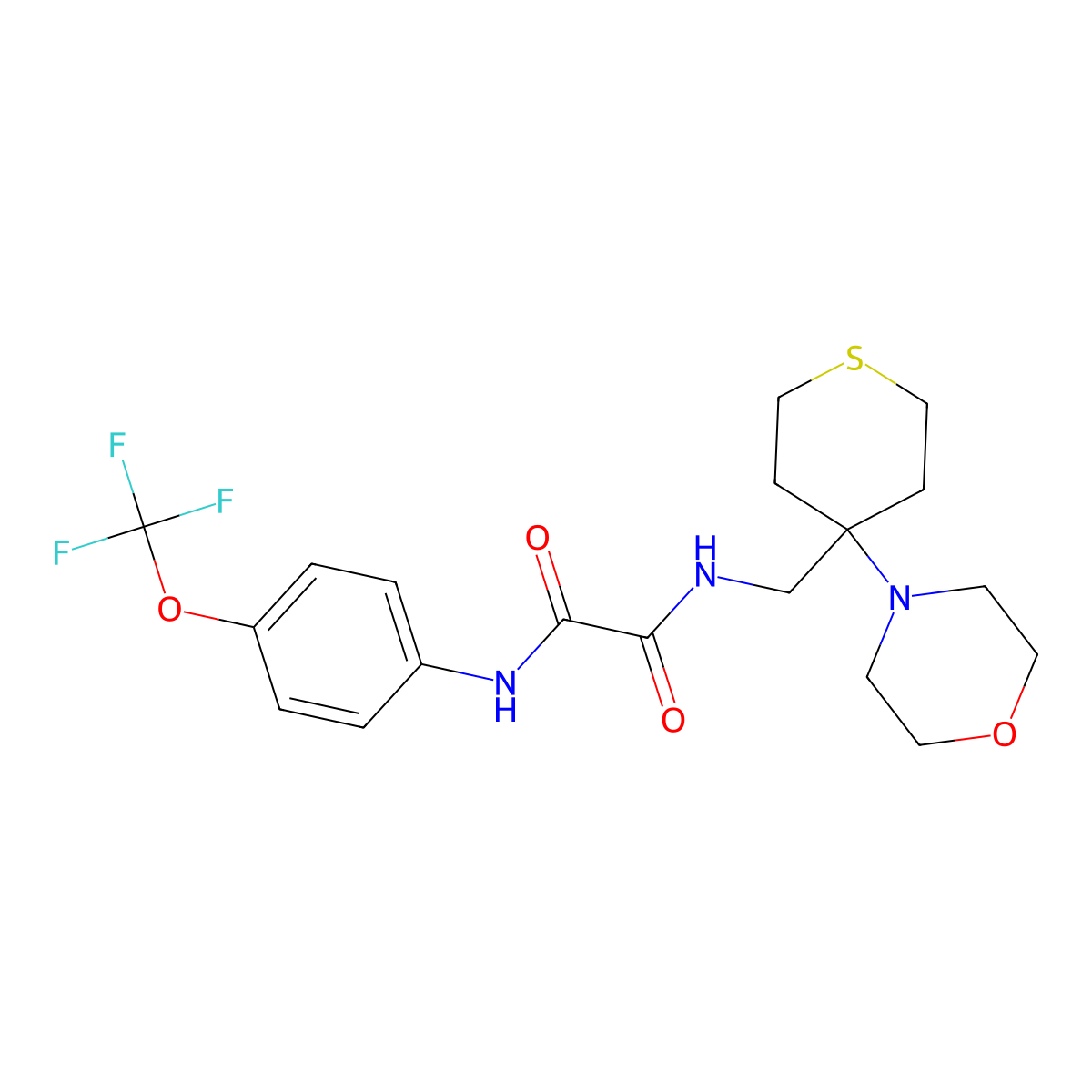 N-{[4-(morpholin-4-yl)thian-4-yl]methyl}-N'-[4-(trifluoromethoxy)phenyl]ethanediamide molecular structure, CAS 2380187-37-9