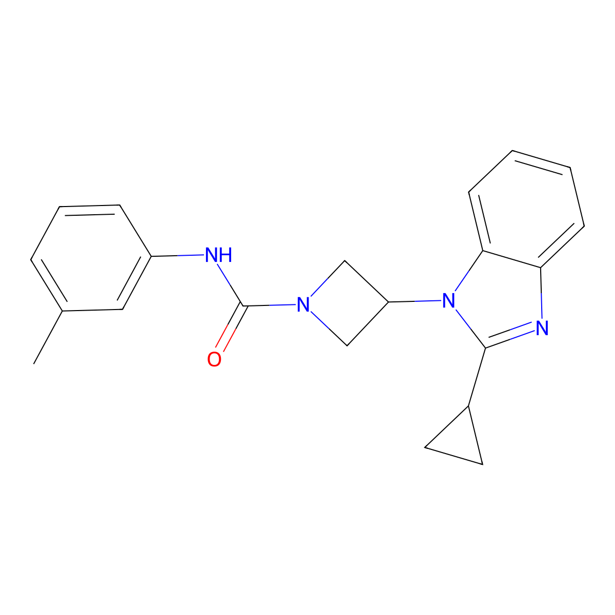 3-(2-cyclopropyl-1H-1,3-benzodiazol-1-yl)-N-(3-methylphenyl)azetidine-1-carboxamide molecular structure, CAS 2380187-40-4