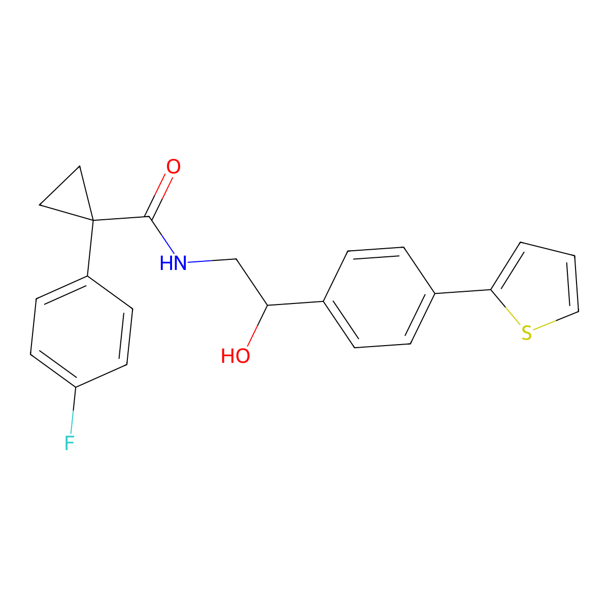 1-(4-fluorophenyl)-N-{2-hydroxy-2-[4-(thiophen-2-yl)phenyl]ethyl}cyclopropane-1-carboxamide molecular structure, CAS 2380187-41-5