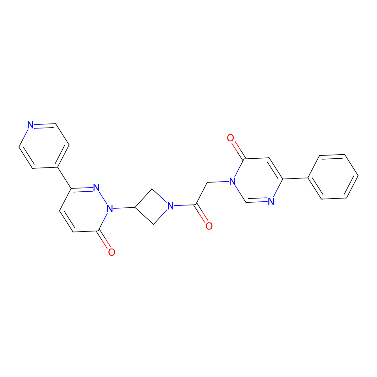 2-{1-[2-(6-Oxo-4-phenyl-1,6-dihydropyrimidin-1-yl)acetyl]azetidin-3-yl}-6-(pyridin-4-yl)-2,3-dihydropyridazin-3-one molecular structure, CAS 2380187-45-9