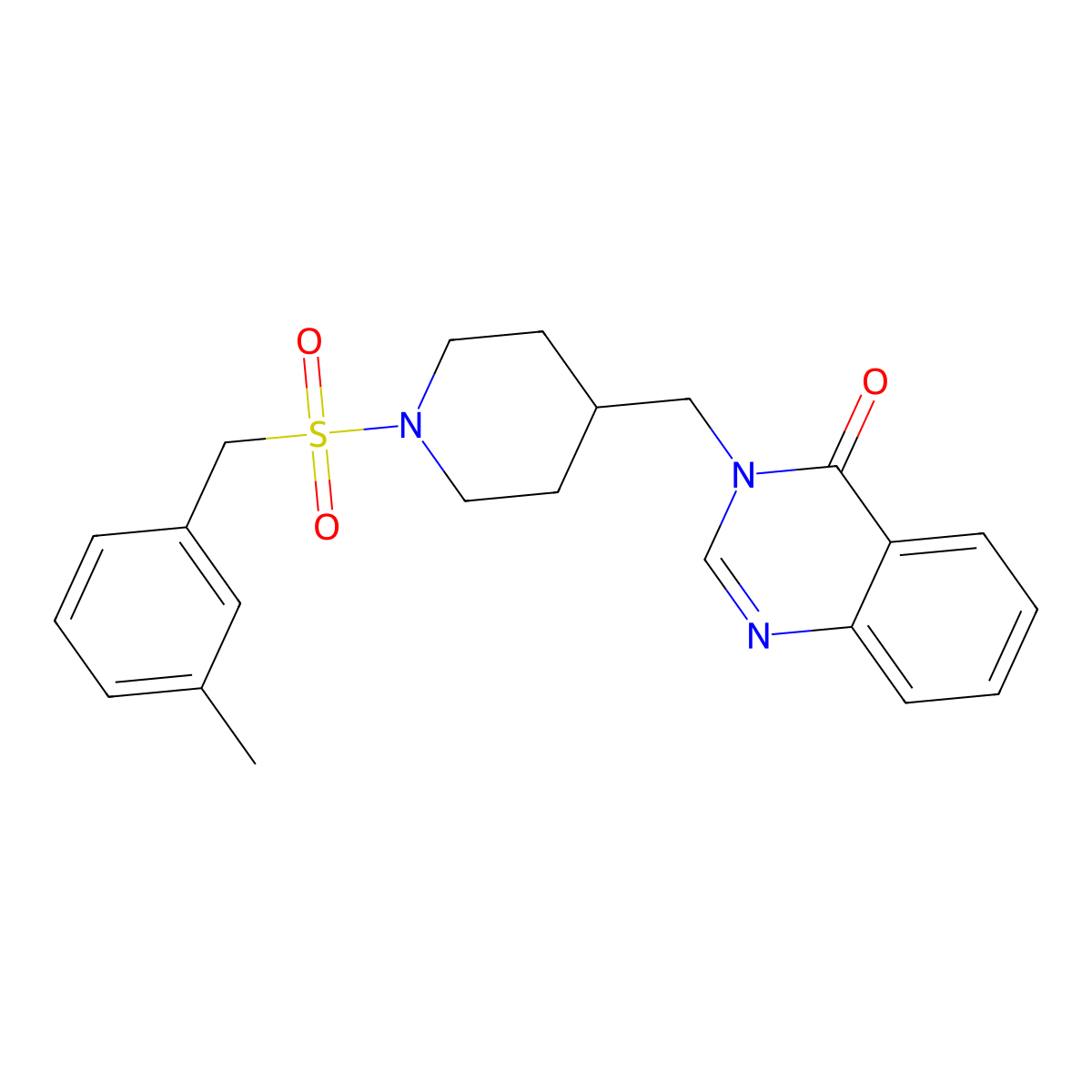 3-({1-[(3-Methylphenyl)methanesulfonyl]piperidin-4-yl}methyl)-3,4-dihydroquinazolin-4-one molecular structure, CAS 2380187-47-1