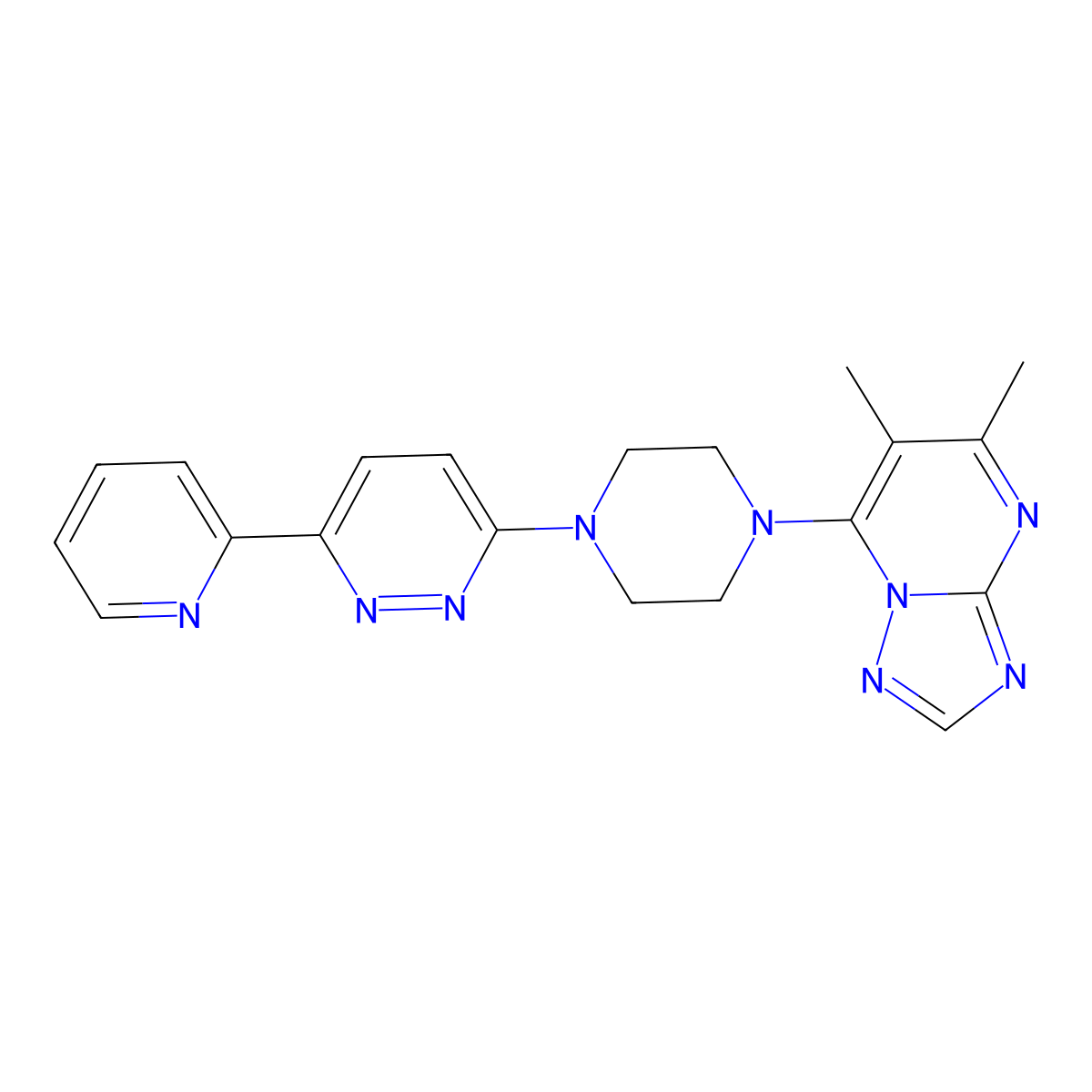 3-(4-{5,6-Dimethyl-[1,2,4]triazolo[1,5-a]pyrimidin-7-yl}piperazin-1-yl)-6-(pyridin-2-yl)pyridazine molecular structure, CAS 2380187-49-3