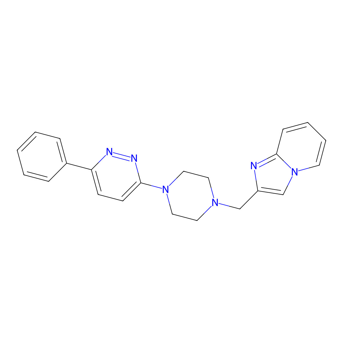 3-[4-({Imidazo[1,2-a]pyridin-2-yl}methyl)piperazin-1-yl]-6-phenylpyridazine molecular structure, CAS 2380187-51-7