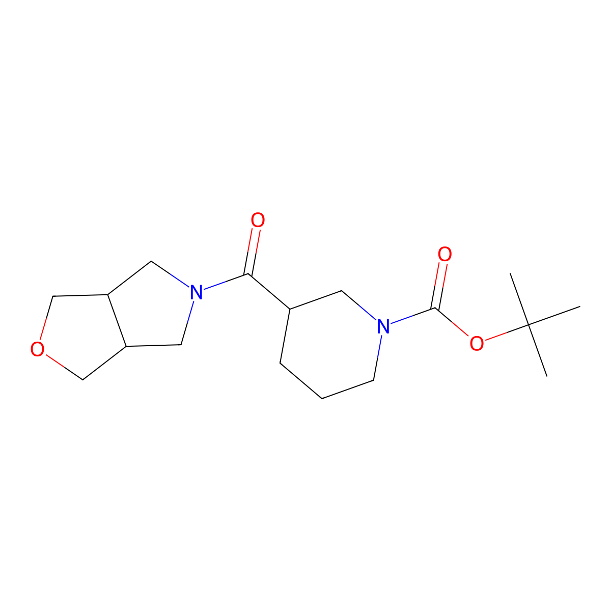 tert-butyl 3-{hexahydro-1H-furo[3,4-c]pyrrole-5-carbonyl}piperidine-1-carboxylate molecular structure, CAS 2380187-52-8