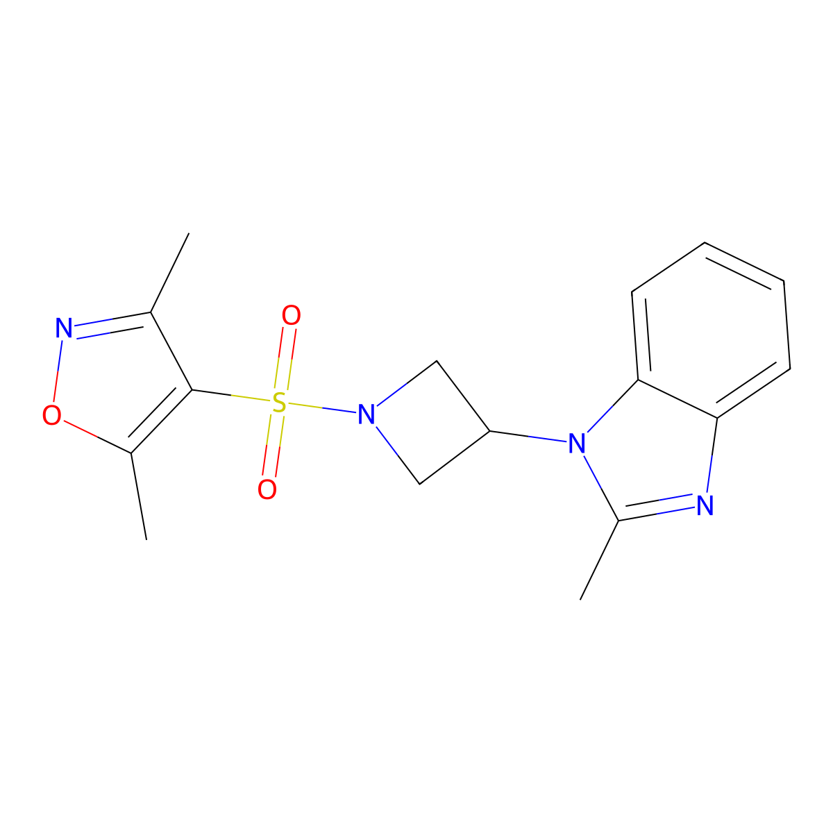 1-{1-[(3,5-dimethyl-1,2-oxazol-4-yl)sulfonyl]azetidin-3-yl}-2-methyl-1H-1,3-benzodiazole molecular structure, CAS 2380187-54-0