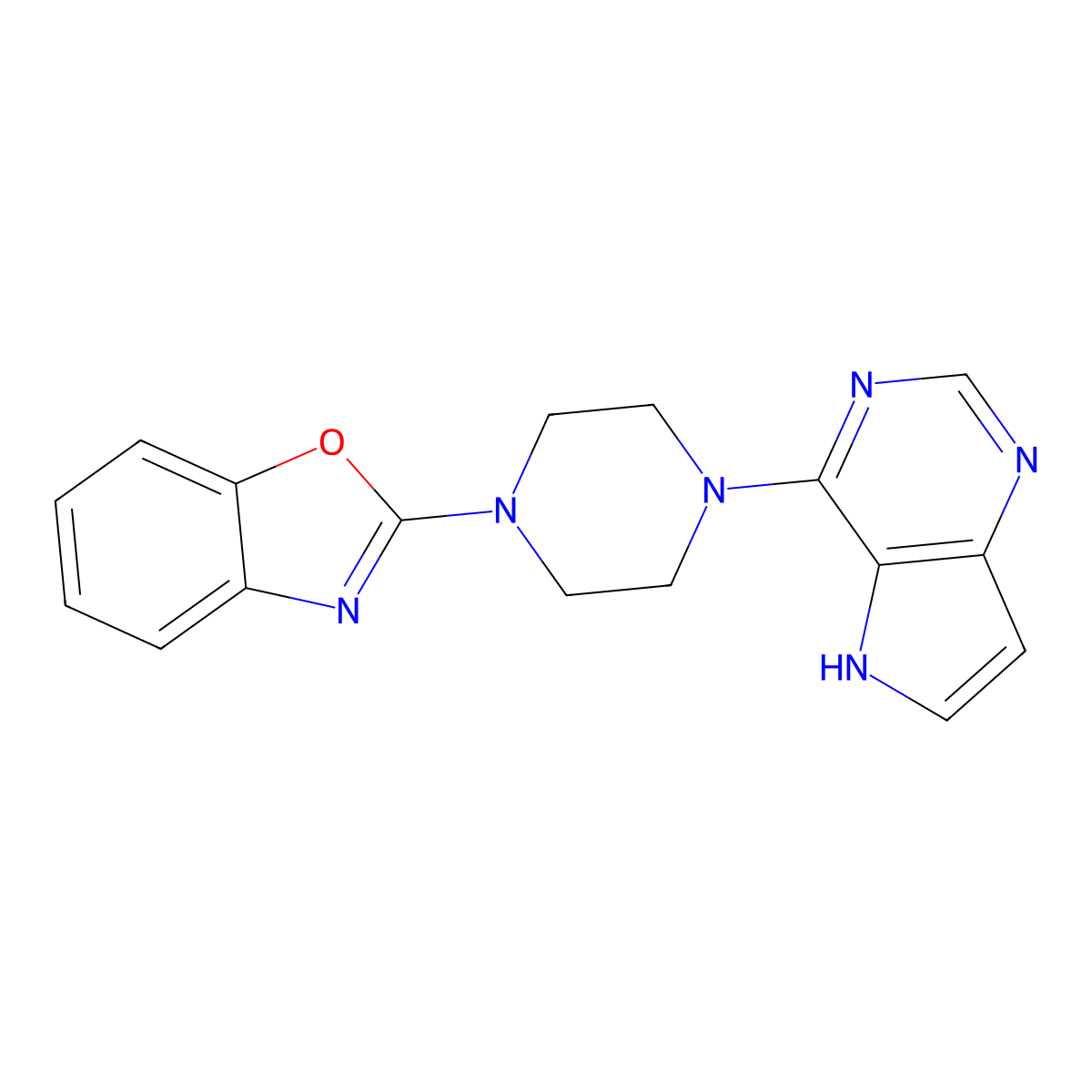 2-(4-{5H-pyrrolo[3,2-d]pyrimidin-4-yl}piperazin-1-yl)-1,3-benzoxazole molecular structure, CAS 2380187-58-4