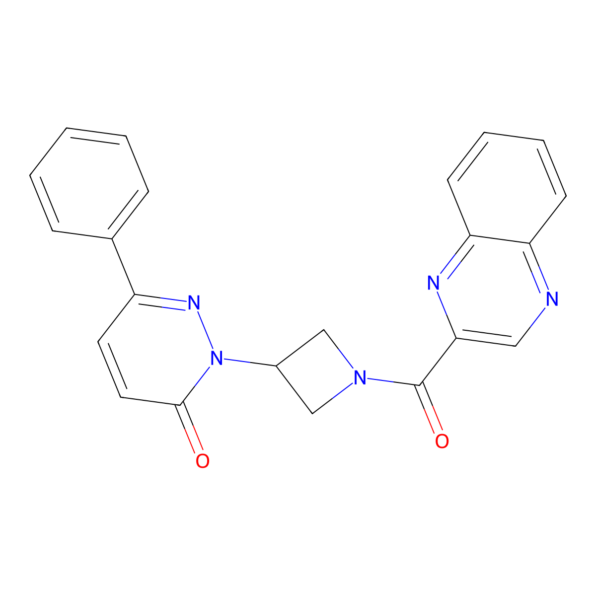 6-Phenyl-2-[1-(quinoxaline-2-carbonyl)azetidin-3-yl]-2,3-dihydropyridazin-3-one molecular structure, CAS 2380187-60-8