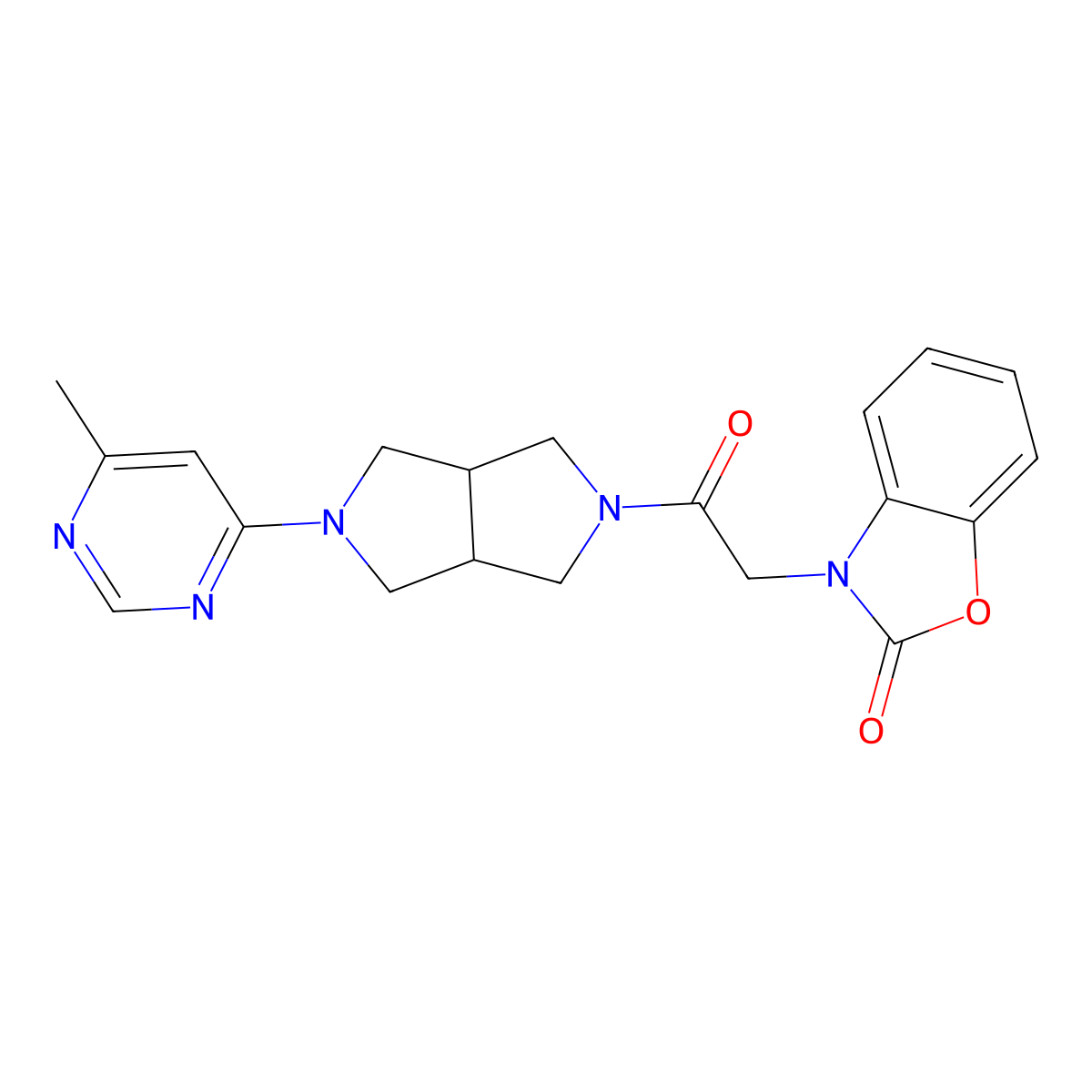 3-{2-[5-(6-Methylpyrimidin-4-yl)-octahydropyrrolo[3,4-c]pyrrol-2-yl]-2-oxoethyl}-2,3-dihydro-1,3-benzoxazol-2-one molecular structure, CAS 2380187-61-9