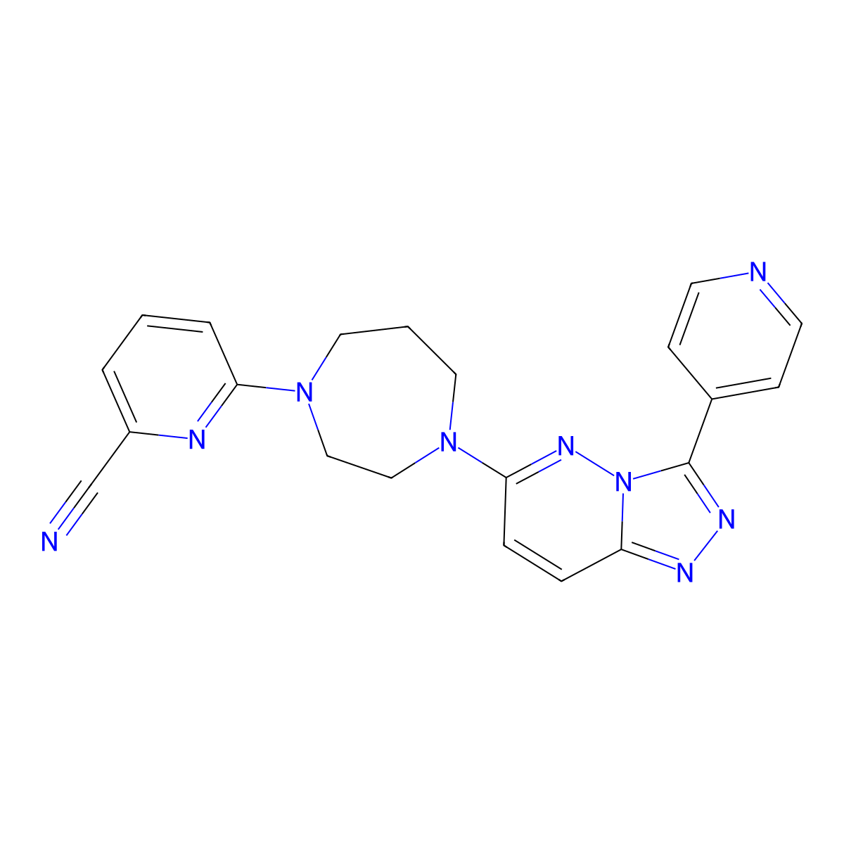 6-{4-[3-(Pyridin-4-yl)-[1,2,4]triazolo[4,3-b]pyridazin-6-yl]-1,4-diazepan-1-yl}pyridine-2-carbonitrile molecular structure, CAS 2380187-66-4