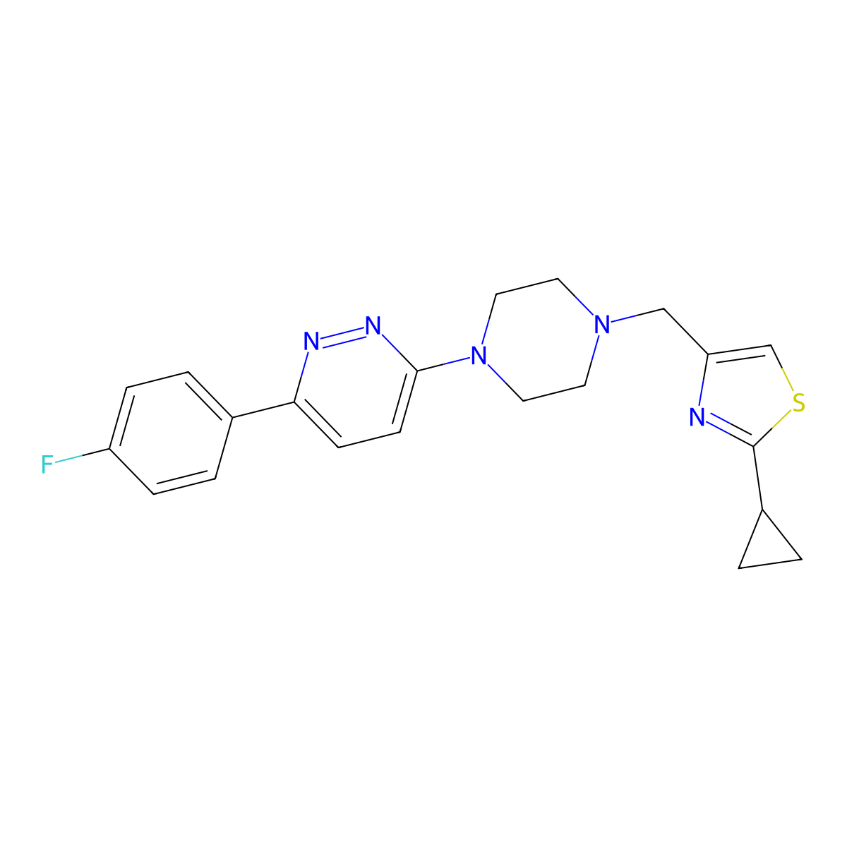 3-{4-[(2-Cyclopropyl-1,3-thiazol-4-yl)methyl]piperazin-1-yl}-6-(4-fluorophenyl)pyridazine molecular structure, CAS 2380187-77-7