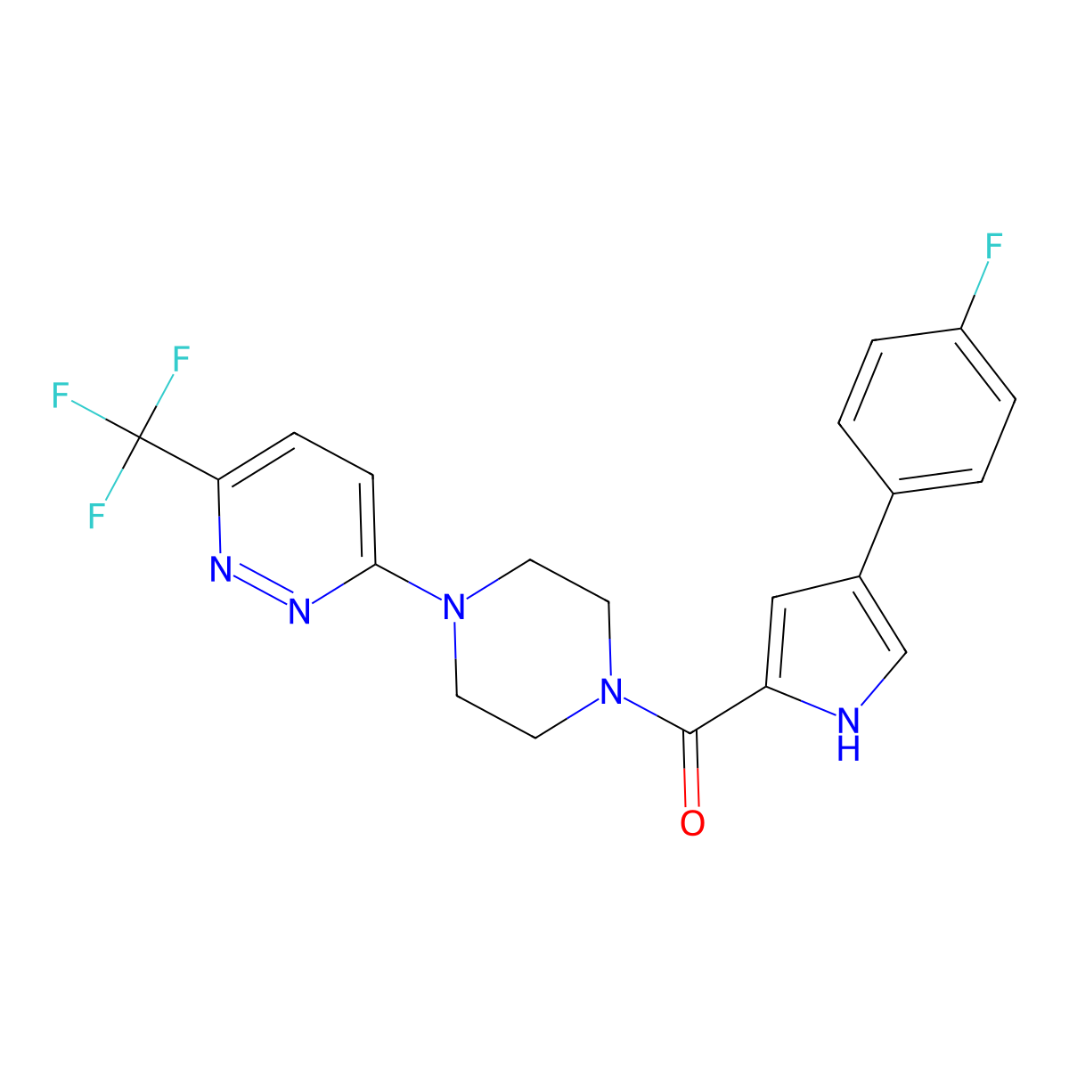 3-{4-[4-(4-fluorophenyl)-1H-pyrrole-2-carbonyl]piperazin-1-yl}-6-(trifluoromethyl)pyridazine molecular structure, CAS 2380187-85-7