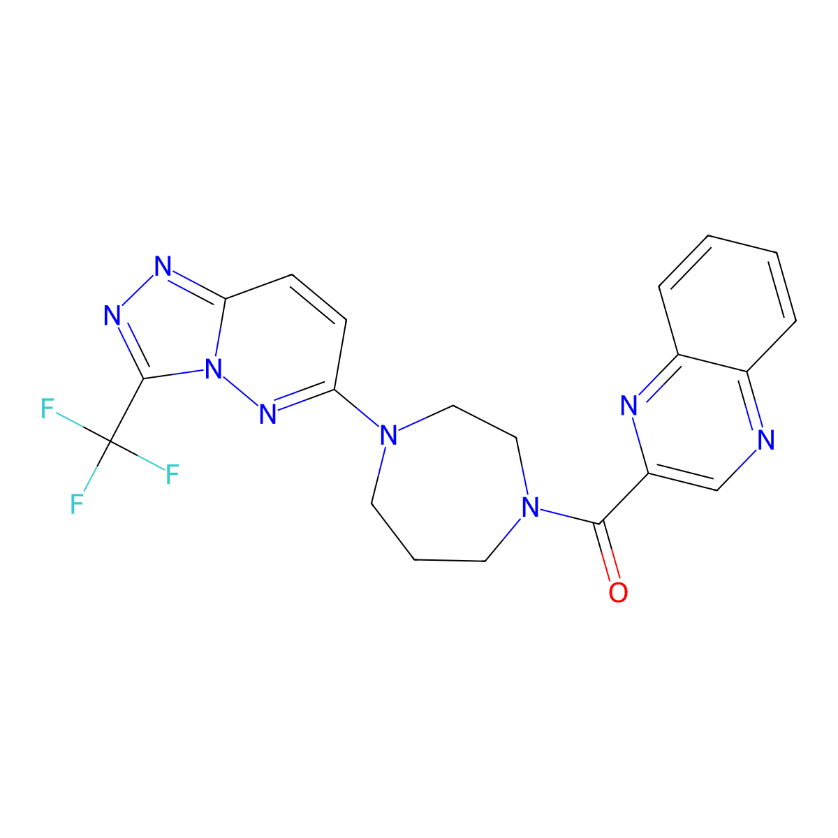 2-{4-[3-(Trifluoromethyl)-[1,2,4]triazolo[4,3-b]pyridazin-6-yl]-1,4-diazepane-1-carbonyl}quinoxaline molecular structure, CAS 2380187-86-8