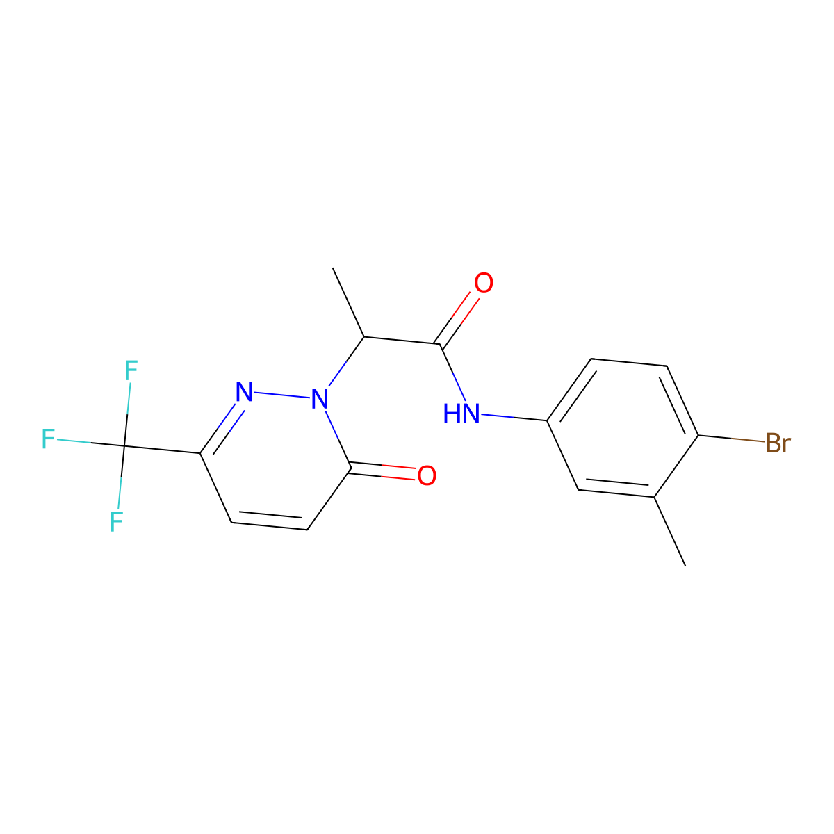 N-(4-bromo-3-methylphenyl)-2-[6-oxo-3-(trifluoromethyl)-1,6-dihydropyridazin-1-yl]propanamide molecular structure, CAS 2380187-87-9