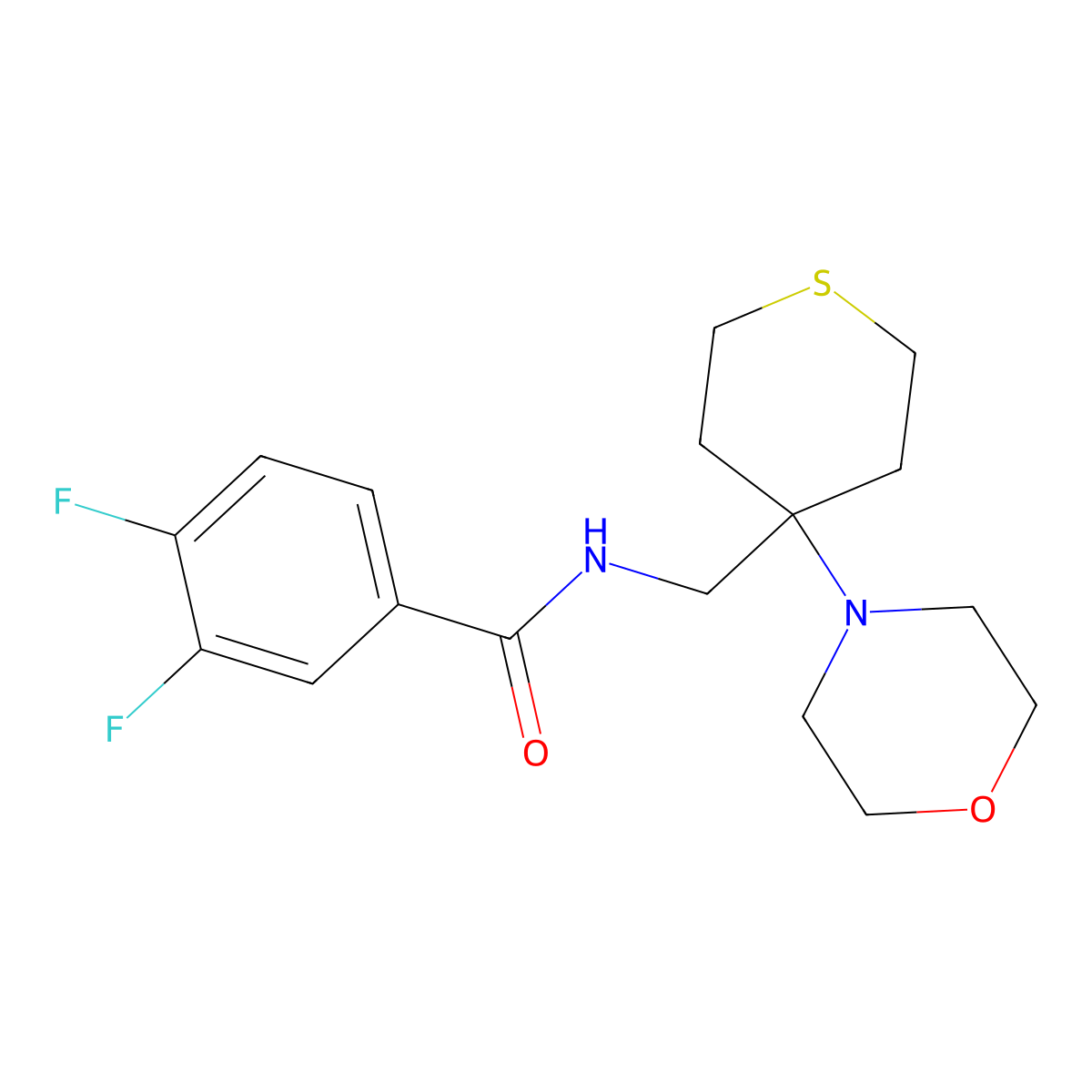 3,4-difluoro-N-{[4-(morpholin-4-yl)thian-4-yl]methyl}benzamide molecular structure, CAS 2380187-91-5