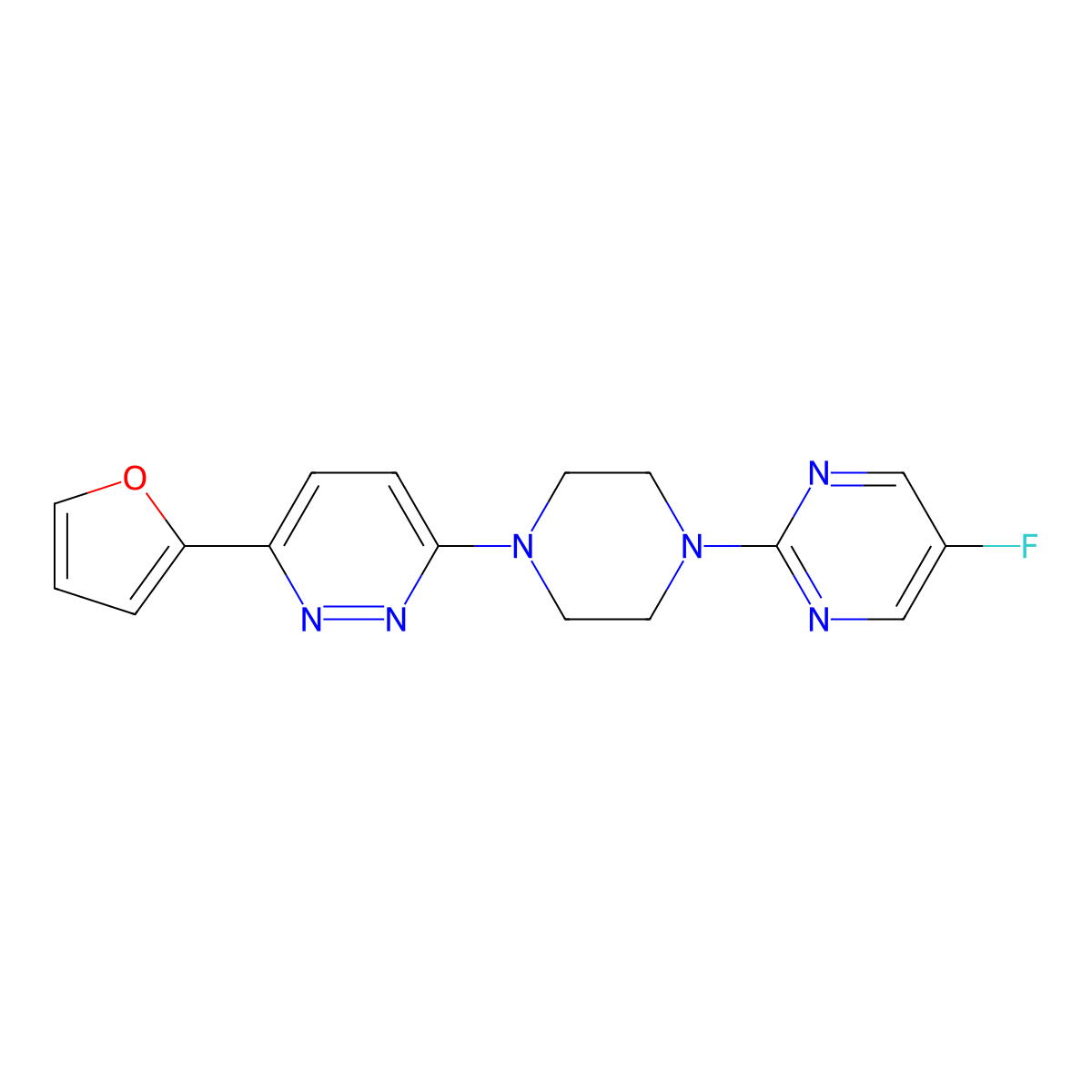 3-[4-(5-Fluoropyrimidin-2-yl)piperazin-1-yl]-6-(furan-2-yl)pyridazine molecular structure, CAS 2380187-94-8