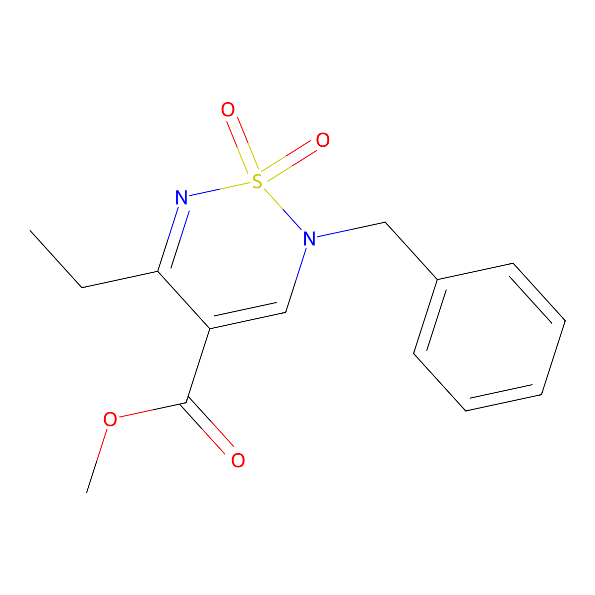methyl 2-benzyl-5-ethyl-1,1-dioxo-2H-1lambda6,2,6-thiadiazine-4-carboxylate molecular structure, CAS 2380187-95-9