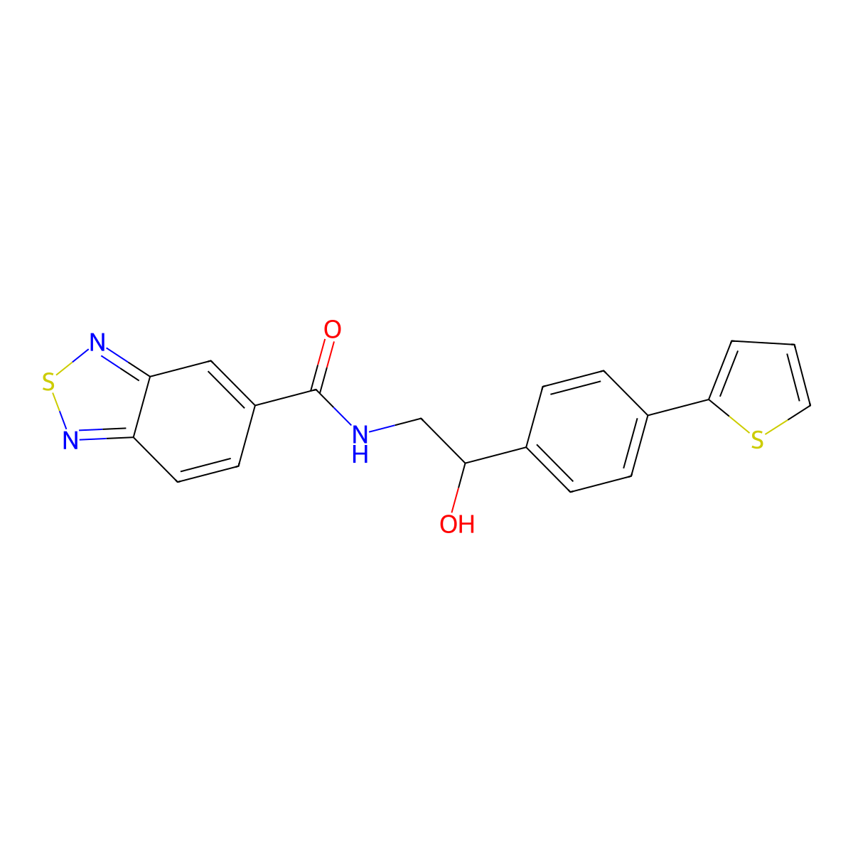 N-{2-hydroxy-2-[4-(thiophen-2-yl)phenyl]ethyl}-2,1,3-benzothiadiazole-5-carboxamide molecular structure, CAS 2380187-97-1