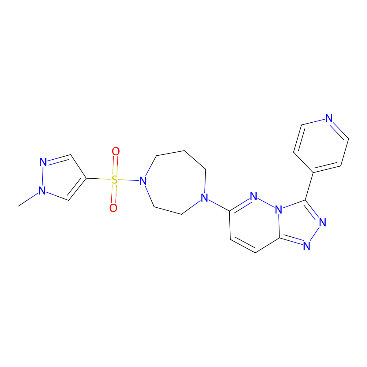 1-[(1-methyl-1H-pyrazol-4-yl)sulfonyl]-4-[3-(pyridin-4-yl)-[1,2,4]triazolo[4,3-b]pyridazin-6-yl]-1,4-diazepane molecular structure, CAS 2380187-98-2