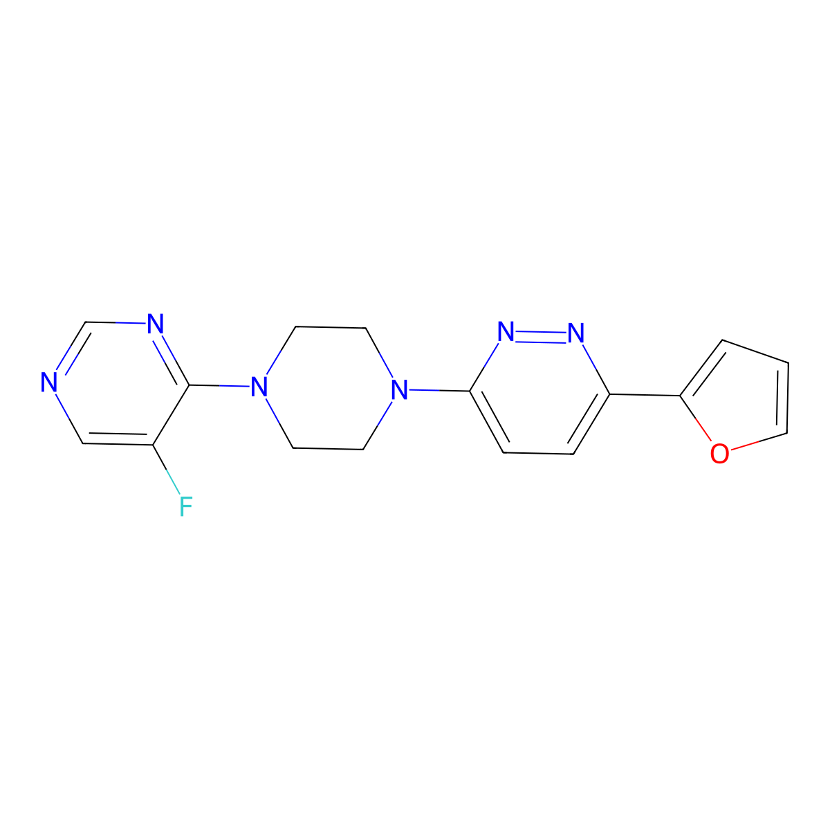3-[4-(5-Fluoropyrimidin-4-yl)piperazin-1-yl]-6-(furan-2-yl)pyridazine molecular structure, CAS 2380187-99-3