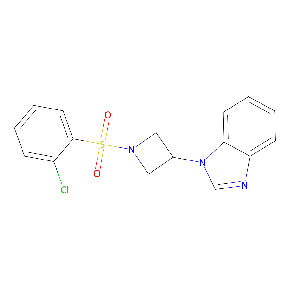 1-[1-(2-chlorobenzenesulfonyl)azetidin-3-yl]-1H-1,3-benzodiazole molecular structure, CAS 2380188-08-7