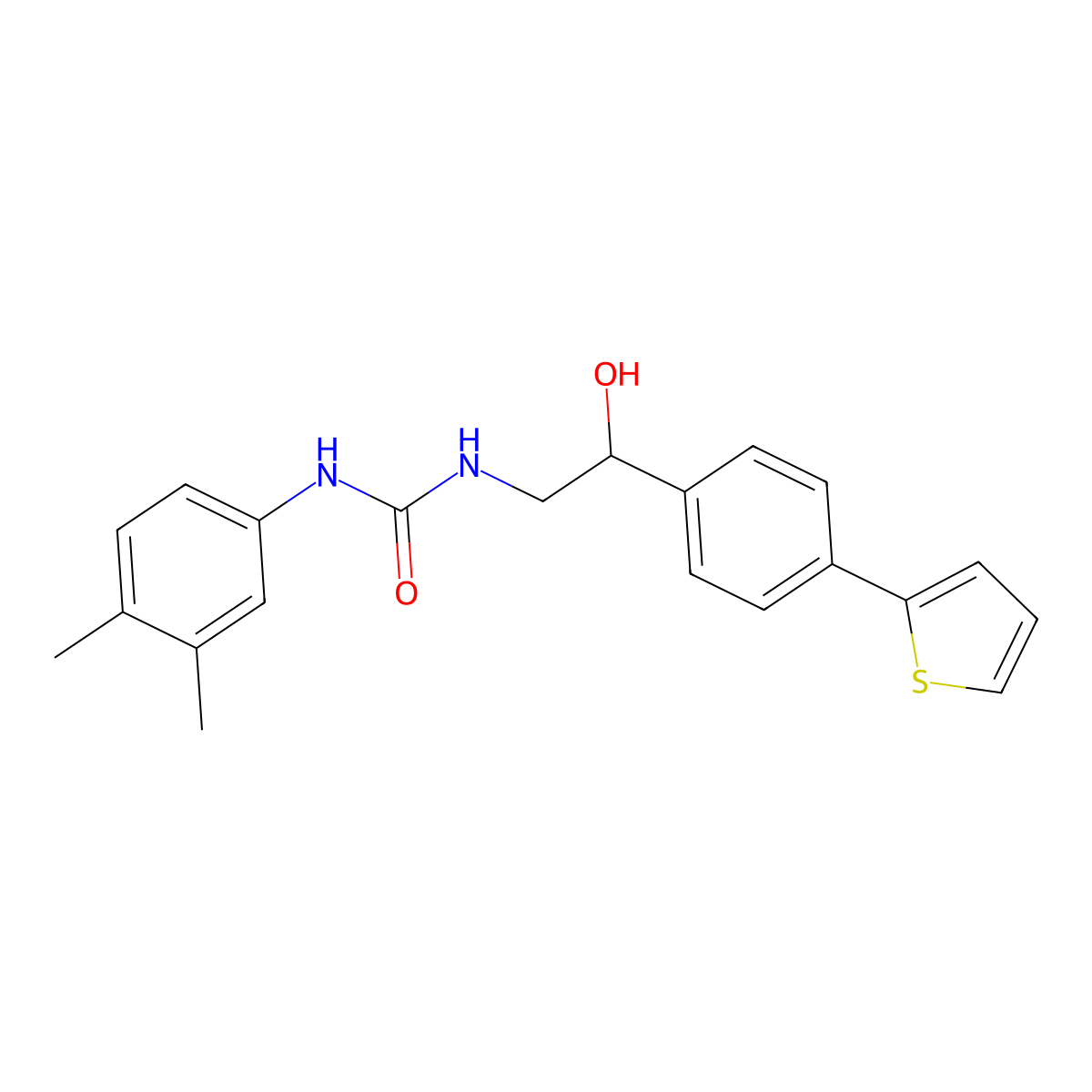3-(3,4-Dimethylphenyl)-1-{2-hydroxy-2-[4-(thiophen-2-yl)phenyl]ethyl}urea molecular structure, CAS 2380188-12-3