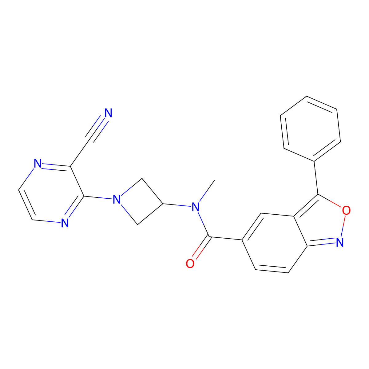 N-[1-(3-Cyanopyrazin-2-yl)azetidin-3-yl]-N-methyl-3-phenyl-2,1-benzoxazole-5-carboxamide molecular structure, CAS 2380188-13-4