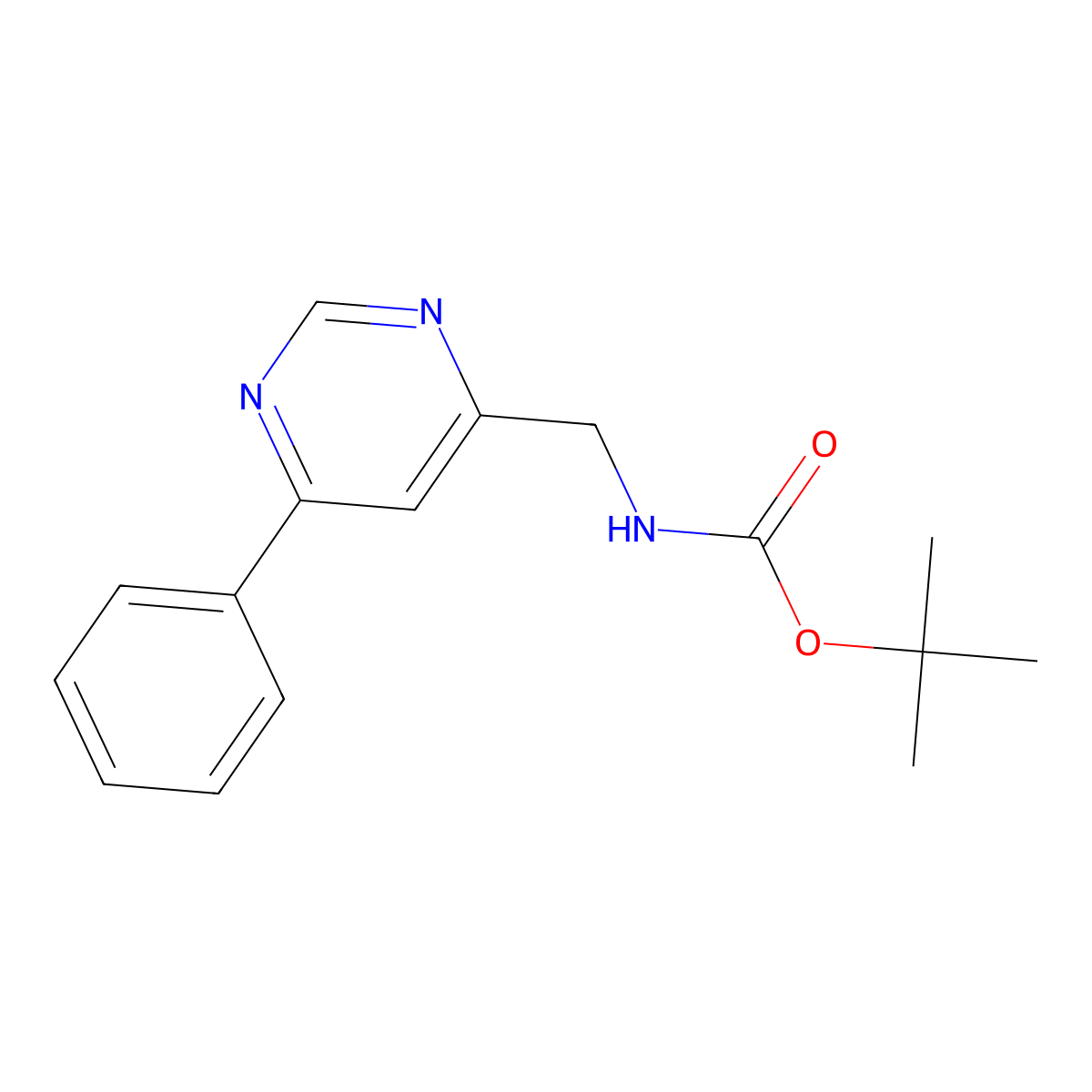 Tert-butyl N-[(6-phenylpyrimidin-4-yl)methyl]carbamate molecular structure, CAS 2380188-17-8