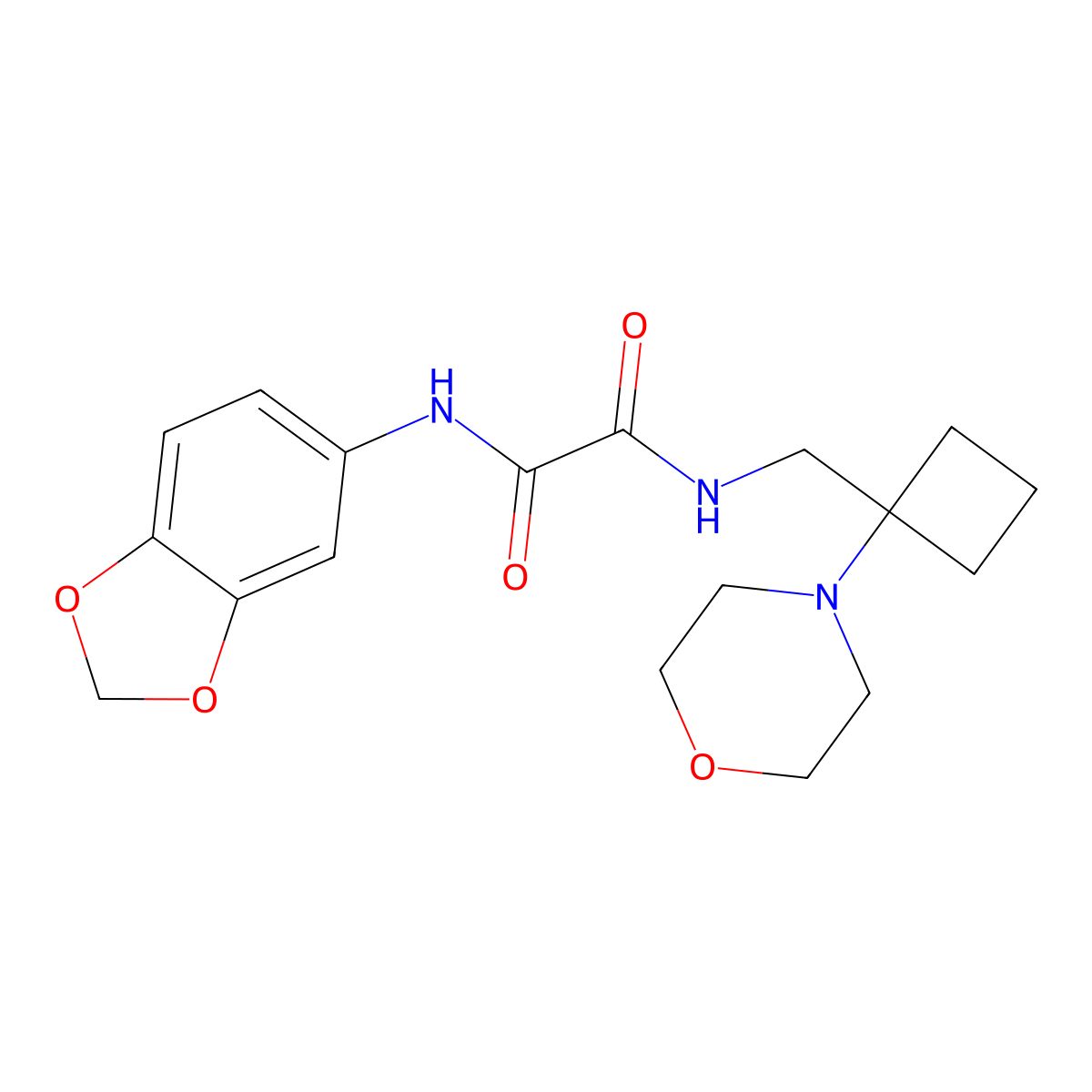 N'-(2H-1,3-benzodioxol-5-yl)-N-{[1-(morpholin-4-yl)cyclobutyl]methyl}ethanediamide molecular structure, CAS 2380188-21-4