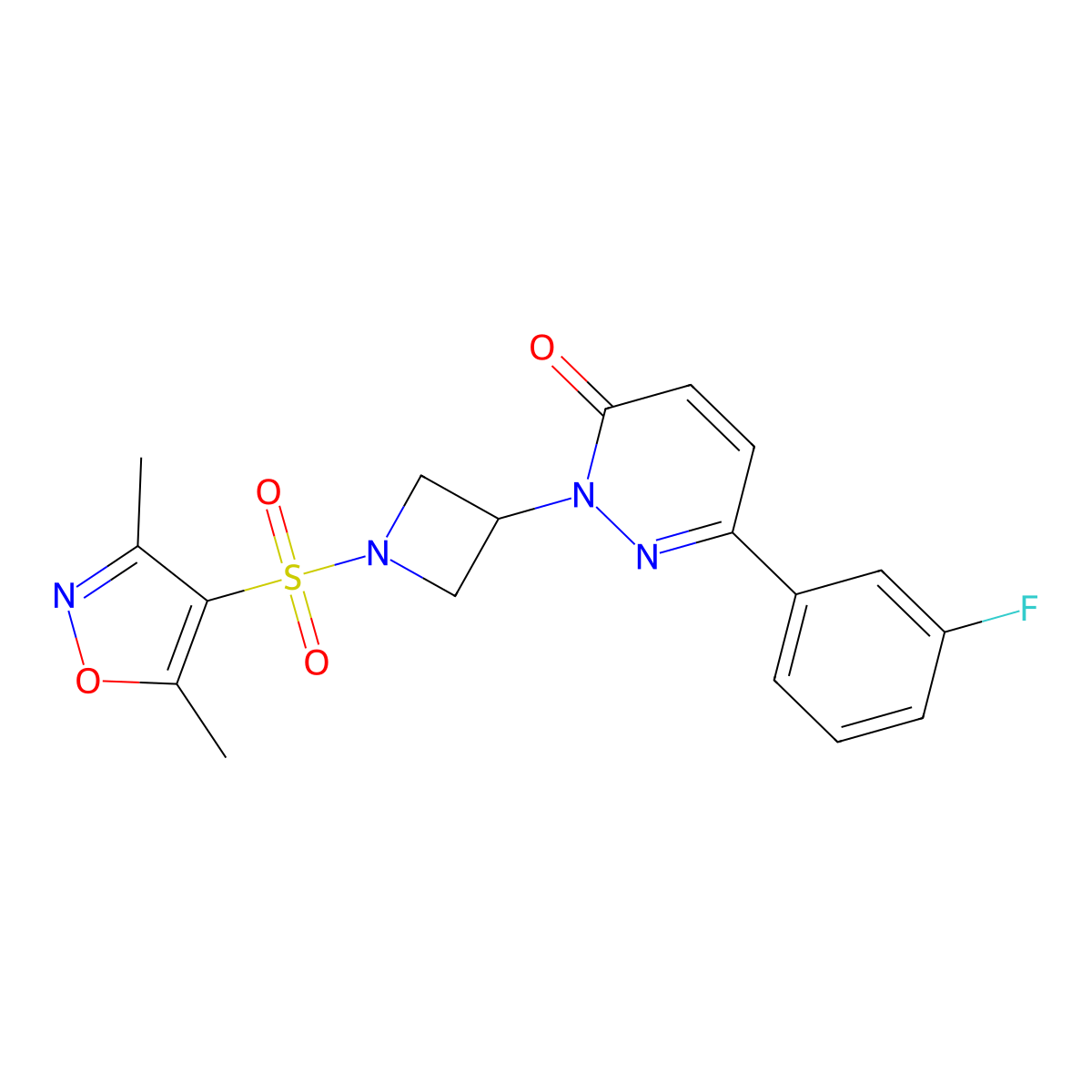 2-{1-[(3,5-Dimethyl-1,2-oxazol-4-yl)sulfonyl]azetidin-3-yl}-6-(3-fluorophenyl)-2,3-dihydropyridazin-3-one molecular structure, CAS 2380188-27-0