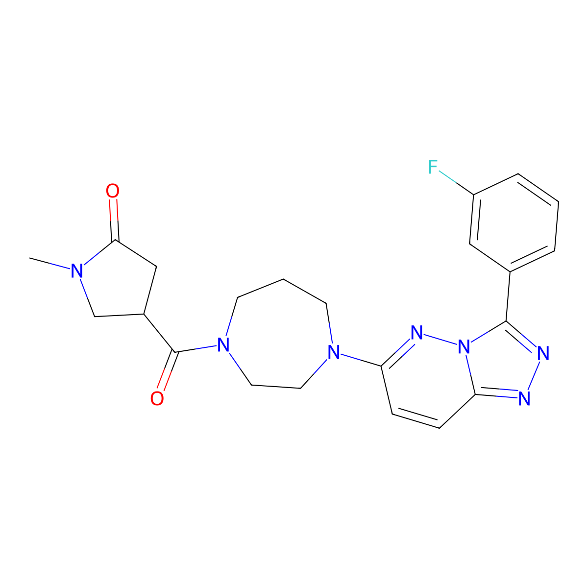 4-{4-[3-(3-Fluorophenyl)-[1,2,4]triazolo[4,3-b]pyridazin-6-yl]-1,4-diazepane-1-carbonyl}-1-methylpyrrolidin-2-one molecular structure, CAS 2380188-28-1