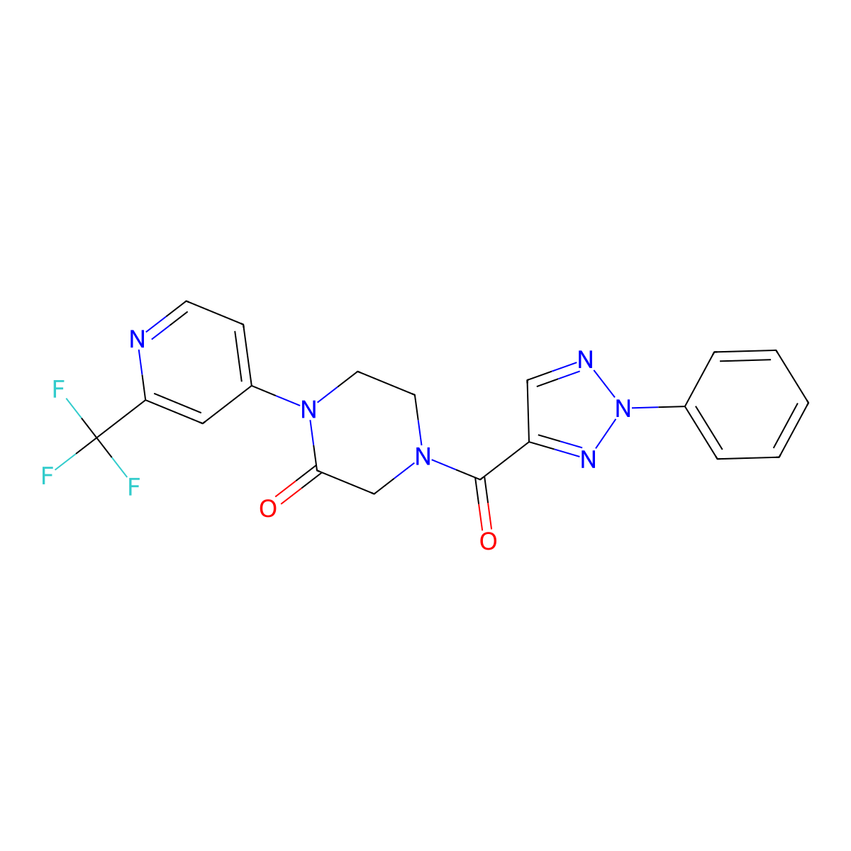 4-(2-phenyl-2H-1,2,3-triazole-4-carbonyl)-1-[2-(trifluoromethyl)pyridin-4-yl]piperazin-2-one molecular structure, CAS 2380188-33-8