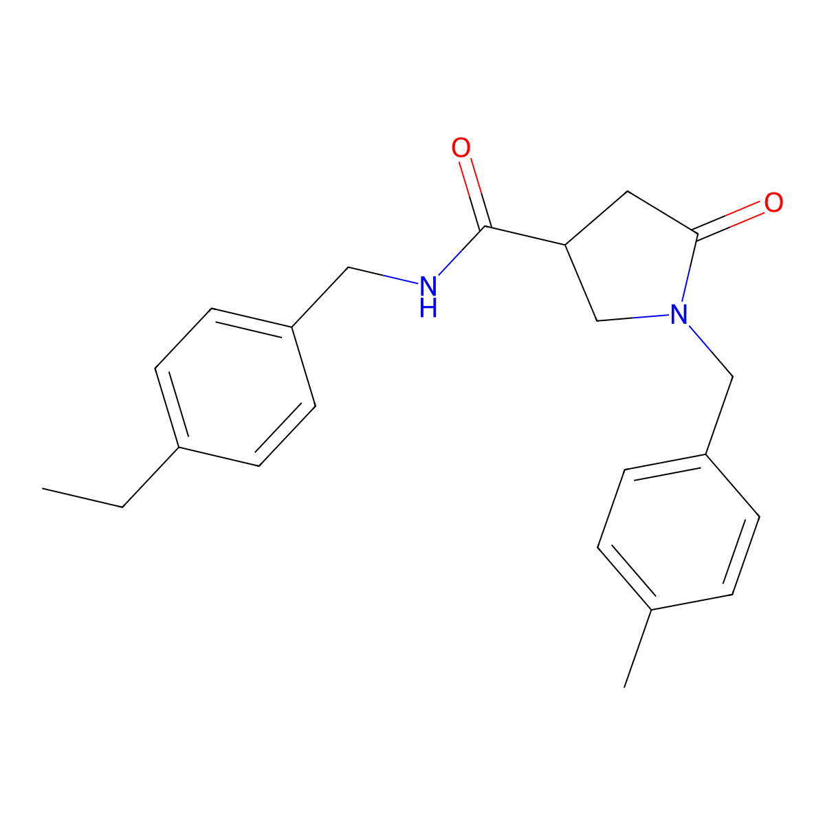 N-[(4-Ethylphenyl)methyl]-1-[(4-methylphenyl)methyl]-5-oxopyrrolidine-3-carboxamide molecular structure, CAS 2380188-44-1