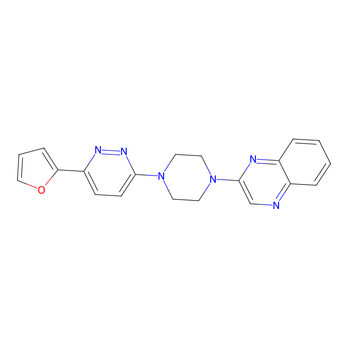 2-{4-[6-(Furan-2-yl)pyridazin-3-yl]piperazin-1-yl}quinoxaline molecular structure, CAS 2380188-47-4