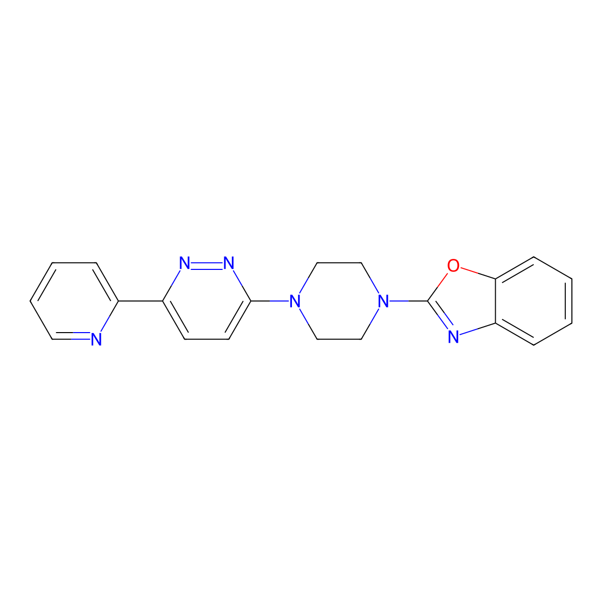 2-{4-[6-(Pyridin-2-yl)pyridazin-3-yl]piperazin-1-yl}-1,3-benzoxazole molecular structure, CAS 2380188-57-6
