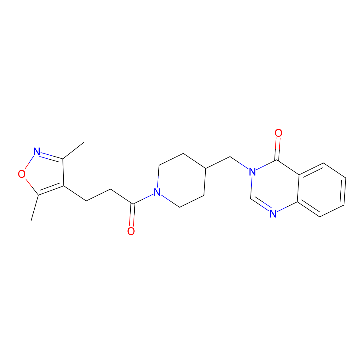 3-({1-[3-(3,5-Dimethyl-1,2-oxazol-4-yl)propanoyl]piperidin-4-yl}methyl)-3,4-dihydroquinazolin-4-one molecular structure, CAS 2380188-59-8