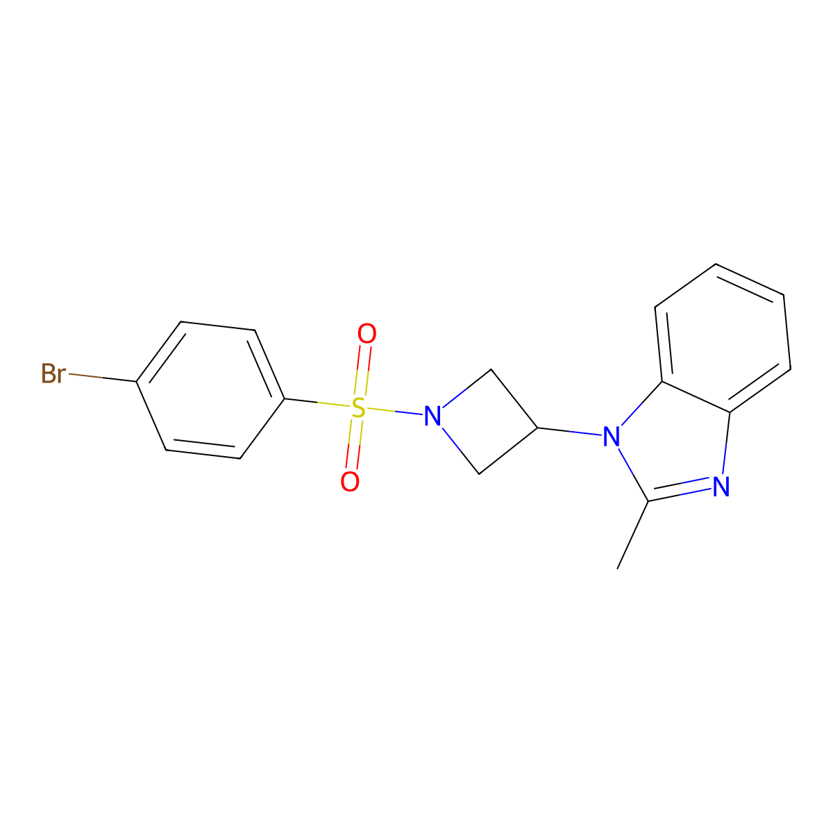 1-[1-(4-bromobenzenesulfonyl)azetidin-3-yl]-2-methyl-1H-1,3-benzodiazole molecular structure, CAS 2380188-61-2