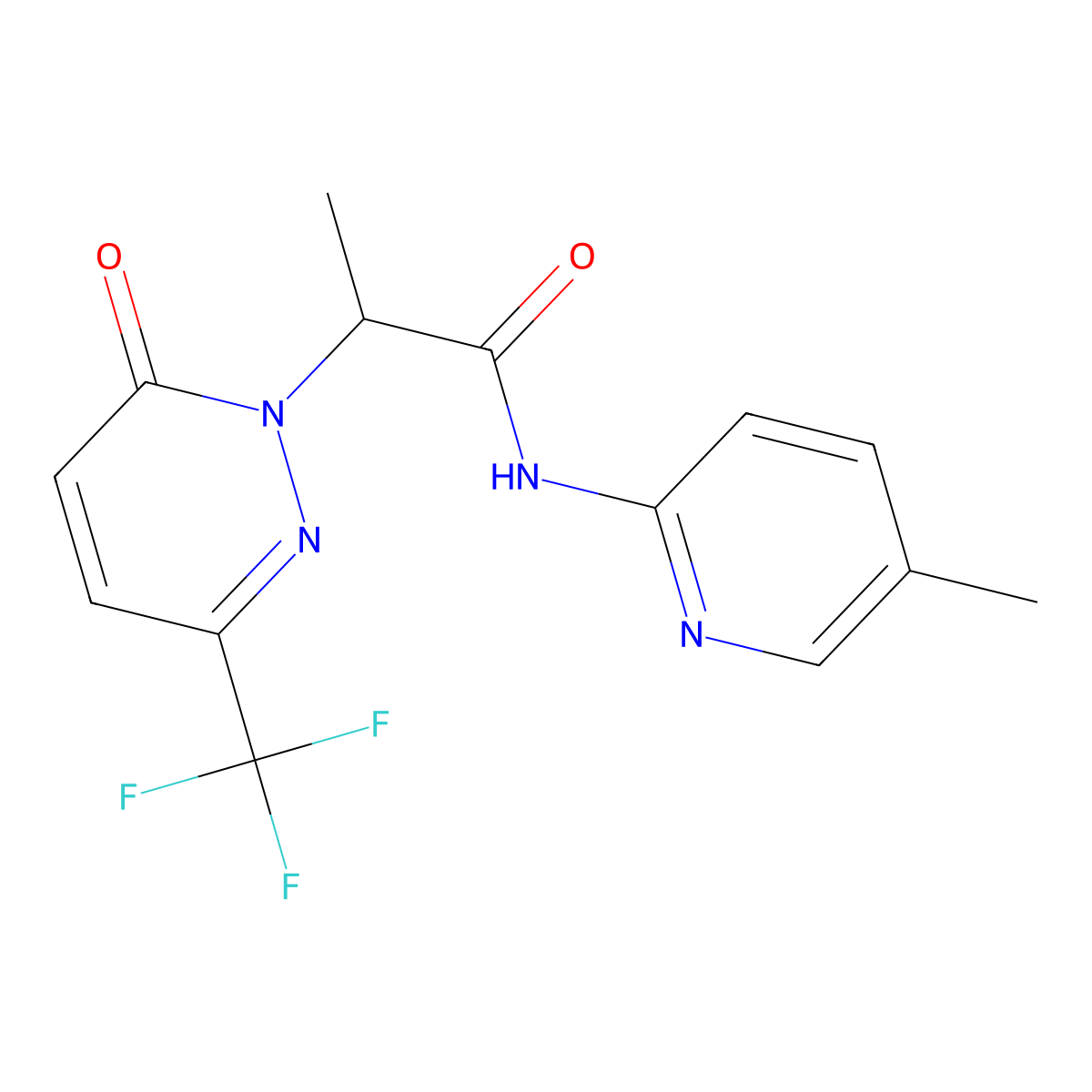 N-(5-methylpyridin-2-yl)-2-[6-oxo-3-(trifluoromethyl)-1,6-dihydropyridazin-1-yl]propanamide molecular structure, CAS 2380188-63-4