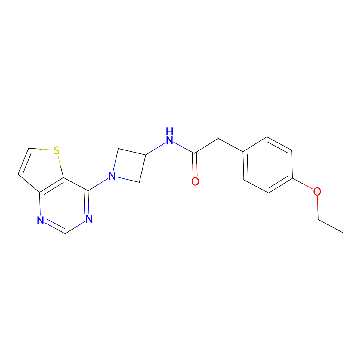 2-(4-ethoxyphenyl)-N-(1-{thieno[3,2-d]pyrimidin-4-yl}azetidin-3-yl)acetamide molecular structure, CAS 2380188-66-7