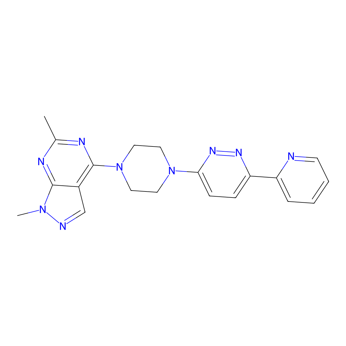 3-(4-{1,6-dimethyl-1H-pyrazolo[3,4-d]pyrimidin-4-yl}piperazin-1-yl)-6-(pyridin-2-yl)pyridazine molecular structure, CAS 2380188-67-8