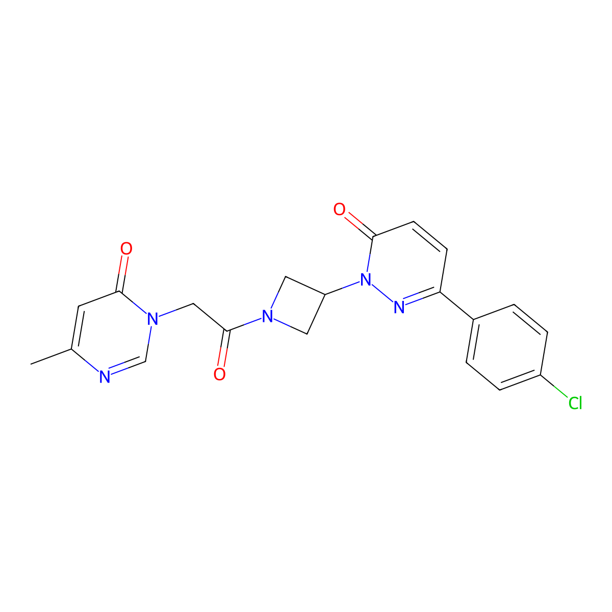 6-(4-Chlorophenyl)-2-{1-[2-(4-methyl-6-oxo-1,6-dihydropyrimidin-1-yl)acetyl]azetidin-3-yl}-2,3-dihydropyridazin-3-one molecular structure, CAS 2380188-70-3