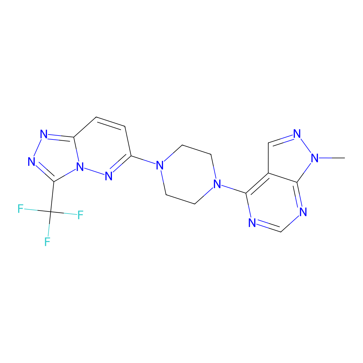 1-{1-methyl-1H-pyrazolo[3,4-d]pyrimidin-4-yl}-4-[3-(trifluoromethyl)-[1,2,4]triazolo[4,3-b]pyridazin-6-yl]piperazine molecular structure, CAS 2380188-71-4