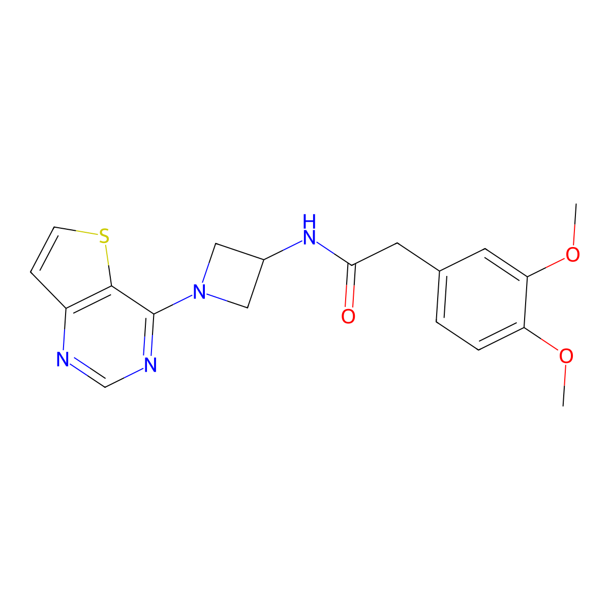 2-(3,4-dimethoxyphenyl)-N-(1-{thieno[3,2-d]pyrimidin-4-yl}azetidin-3-yl)acetamide molecular structure, CAS 2380188-75-8