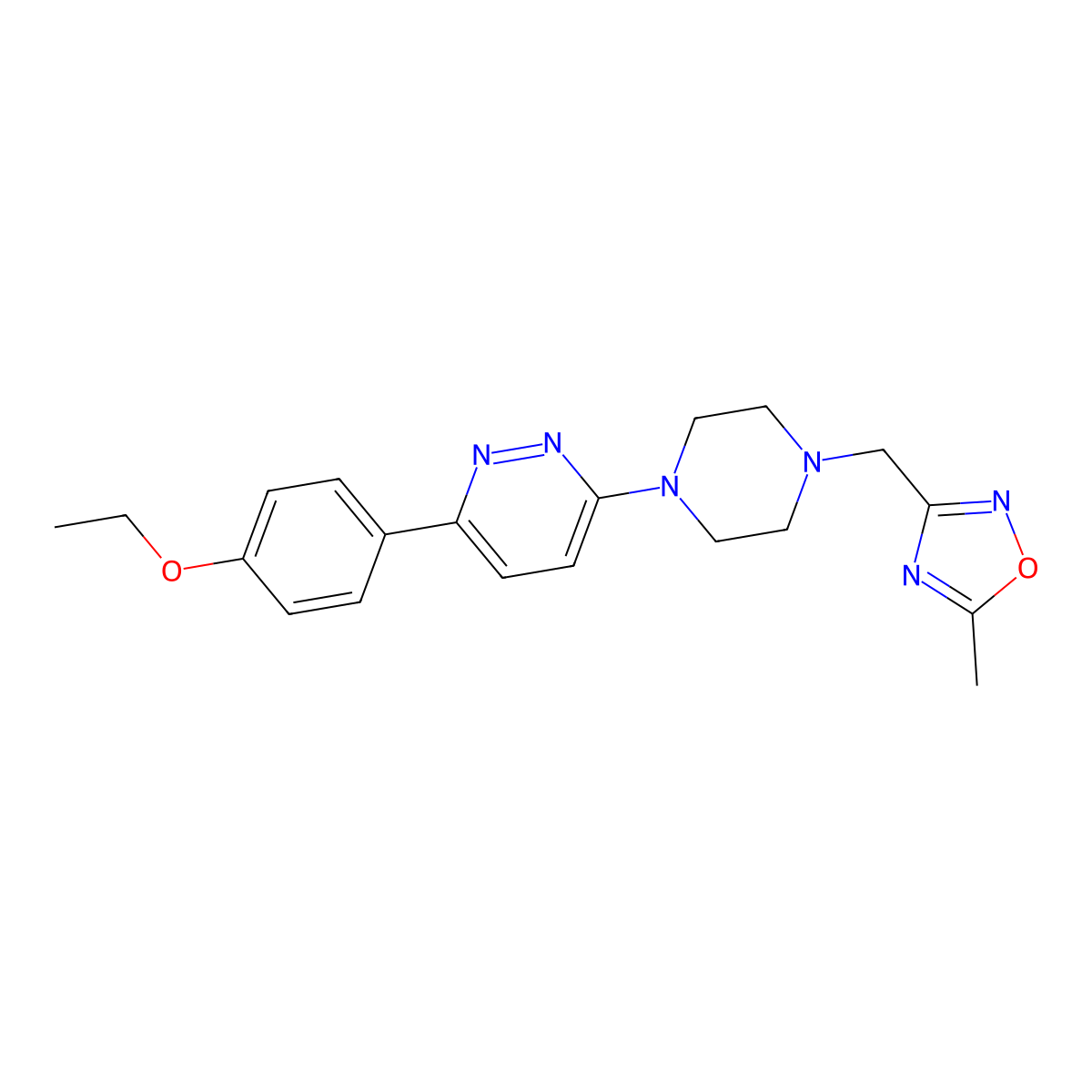3-(4-Ethoxyphenyl)-6-{4-[(5-methyl-1,2,4-oxadiazol-3-yl)methyl]piperazin-1-yl}pyridazine molecular structure, CAS 2380188-77-0