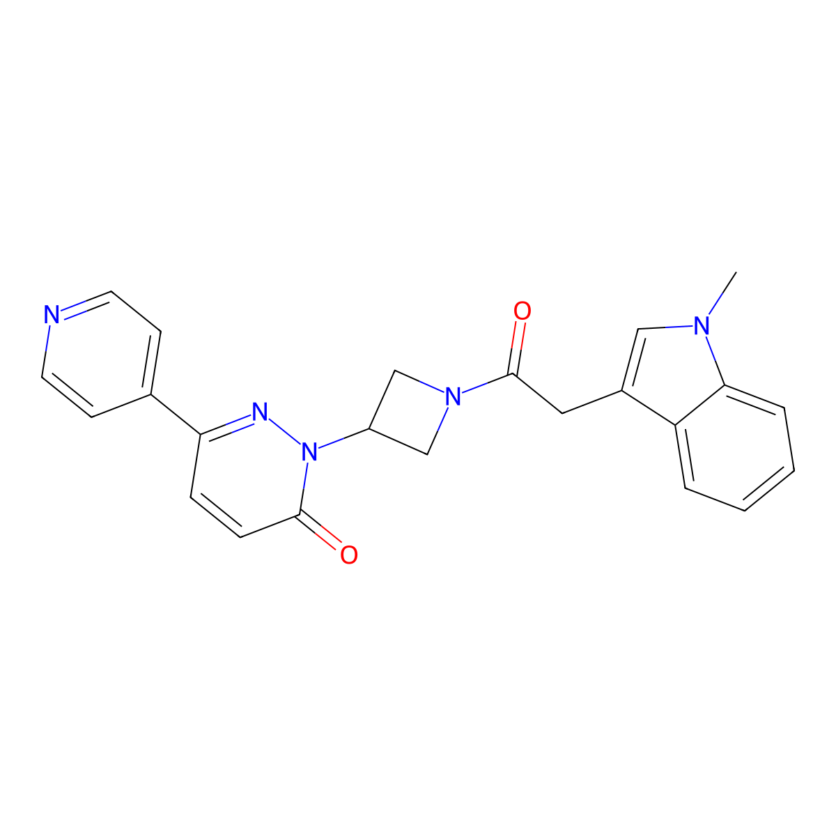 2-{1-[2-(1-methyl-1H-indol-3-yl)acetyl]azetidin-3-yl}-6-(pyridin-4-yl)-2,3-dihydropyridazin-3-one molecular structure, CAS 2380188-79-2