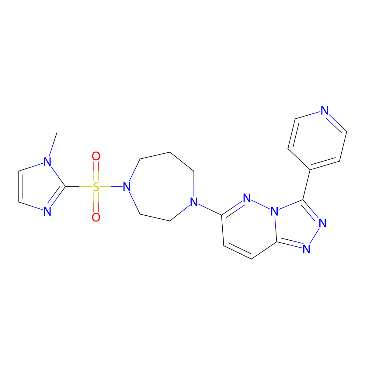 1-[(1-methyl-1H-imidazol-2-yl)sulfonyl]-4-[3-(pyridin-4-yl)-[1,2,4]triazolo[4,3-b]pyridazin-6-yl]-1,4-diazepane molecular structure, CAS 2380188-83-8