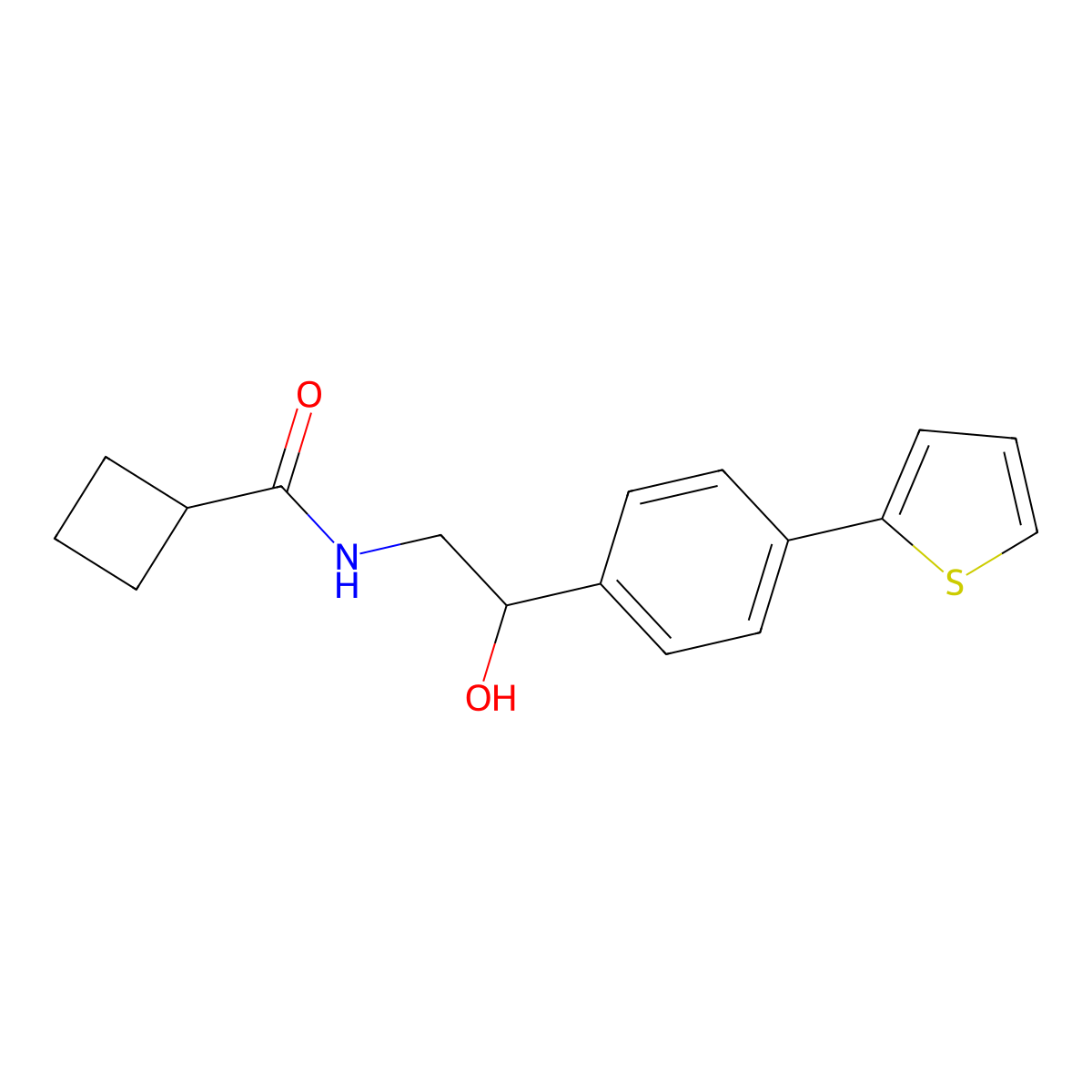 N-{2-hydroxy-2-[4-(thiophen-2-yl)phenyl]ethyl}cyclobutanecarboxamide molecular structure, CAS 2380188-86-1