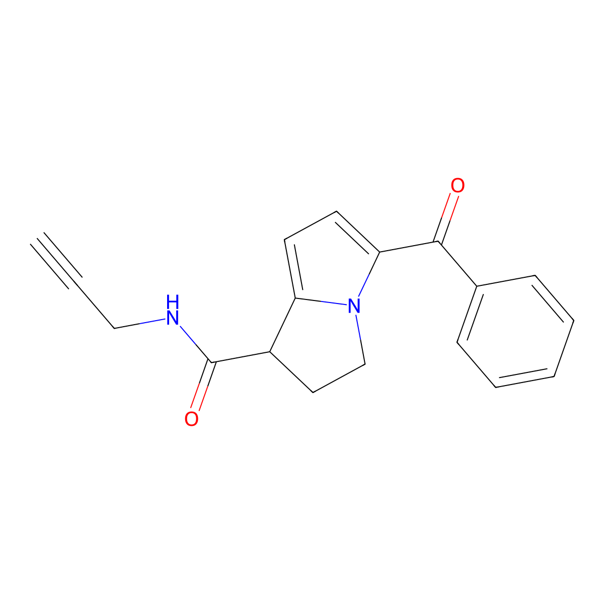 5-benzoyl-N-(prop-2-yn-1-yl)-2,3-dihydro-1H-pyrrolizine-1-carboxamide molecular structure, CAS 2380188-89-4