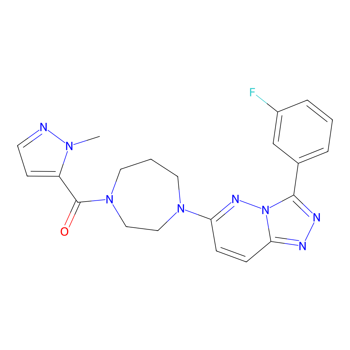 1-[3-(3-fluorophenyl)-[1,2,4]triazolo[4,3-b]pyridazin-6-yl]-4-(1-methyl-1H-pyrazole-5-carbonyl)-1,4-diazepane molecular structure, CAS 2380188-91-8