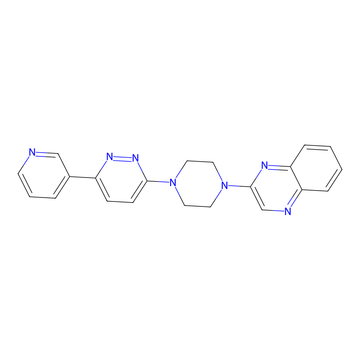2-{4-[6-(Pyridin-3-yl)pyridazin-3-yl]piperazin-1-yl}quinoxaline molecular structure, CAS 2380188-93-0